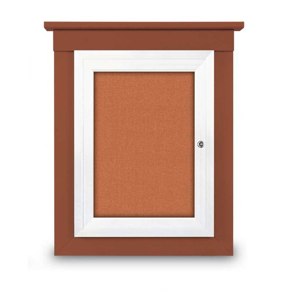 42"x32" 2-Door Enclosed Letterboard, Header, White Vinyl/Lt Oak